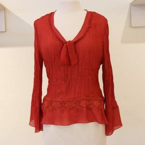Allison Taylor Red Pleated Blouse